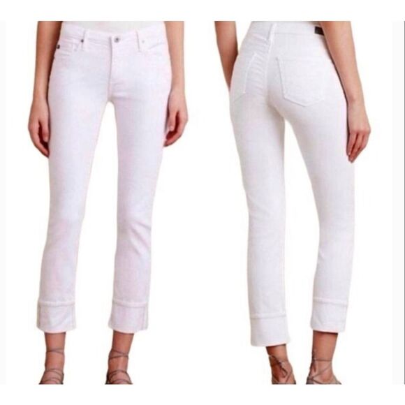 AG Adriano Goldshmied the Stevie cuff white low rise jeans 25 - Picture 1 of 14